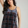 Plaid Print Adjustable Straps Cami Top -Bloomchic Shop 152082287 oi