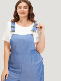 Solid Patched Pocket Gathered Overall Jumpsuit -Bloomchic Shop 153869825 mz