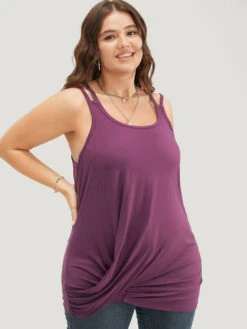 Solid Twist Hem Cami Top -Bloomchic Shop 153870196 ae c7a61c62 66b9 4337 a75a 55aec814466d