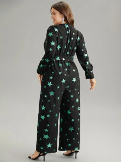 Star Glitter Belted V Neck Jumpsuit 12 Star Glitter Belted V Neck Jumpsuit -Bloomchic Shop 15625772 bw