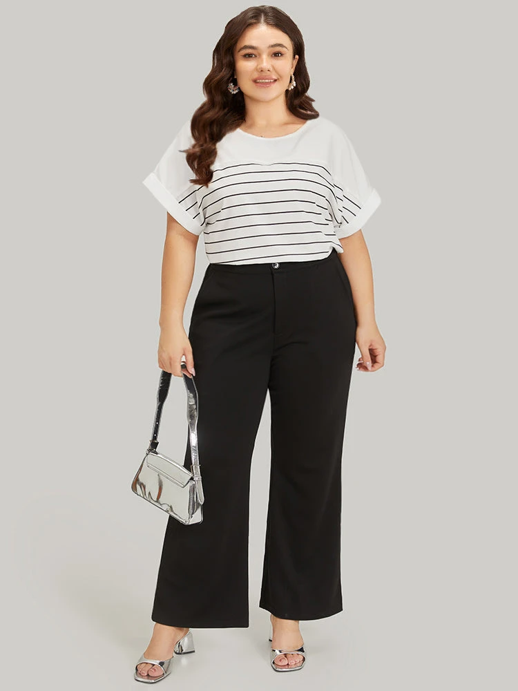 Striped Patchwork Roll Batwing Sleeve Blouse 7 Striped Patchwork Roll Batwing Sleeve Blouse - Image 5