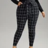 Plaid Elastic Waist Ties Bodycon Pants 1 Plaid Elastic Waist Ties Bodycon Pants -Bloomchic Shop 159900280 iv