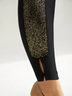 Glitter Patchwork Cut Out High Rise Leggings -Bloomchic Shop 163121899 xo