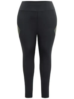 Patchwork PU Leather High Rise Leggings -Bloomchic Shop 163342030 co