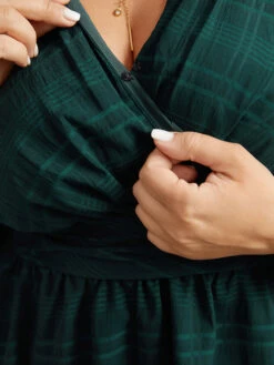 Plaid Wrap Ruched Lantern Sleeve Blouse -Bloomchic Shop 163769850 zv a3bd7b12 ac4f 4461 898e af09d468c56a