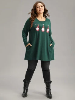 Santa Claus Print Long Sleeve T-shirt -Bloomchic Shop 164139563 py c7971577 fa87 44e6 afc4 570d6b232b05