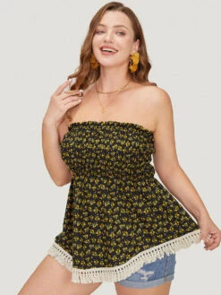 Ditsy Floral Frill Trim Tassels Hem Shirred Off Shoulder Blouse 28 Ditsy Floral Frill Trim Tassels Hem Shirred Off Shoulder Blouse -Bloomchic Shop 16609966 ge 52c78698 1bc3 422b b18c 6a2452fe6c7e