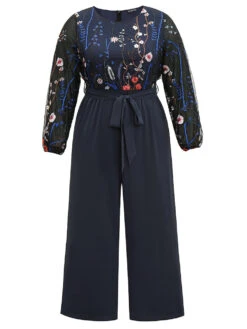 Halloween Floral Embroidered Belted Lantern Sleeve Jumpsuit -Bloomchic Shop 167742968 kx b6456039 1d50 4239 9d57 7936e0493856