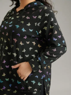 Glitter Butterfly Hooded Kangaroo Pocket Sweatshirt -Bloomchic Shop 168172725 uk