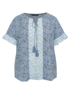 Ditsy Floral Tassels Tie Patchwork Ruffle Sleeve Blouse -Bloomchic Shop 168628668 ho b2211ea9 7d5a 4873 bf64 7d4fedd8c39a