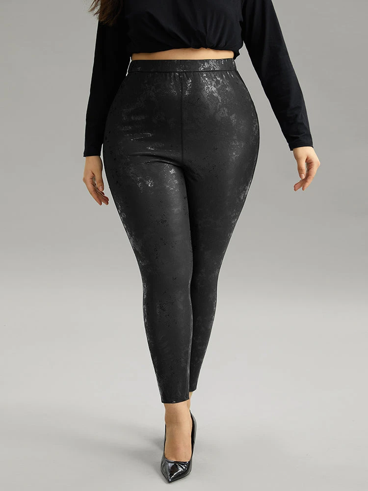 Vintage PU Leather Glitter Skinny Leggings 7 Vintage PU Leather Glitter Skinny Leggings - Image 5