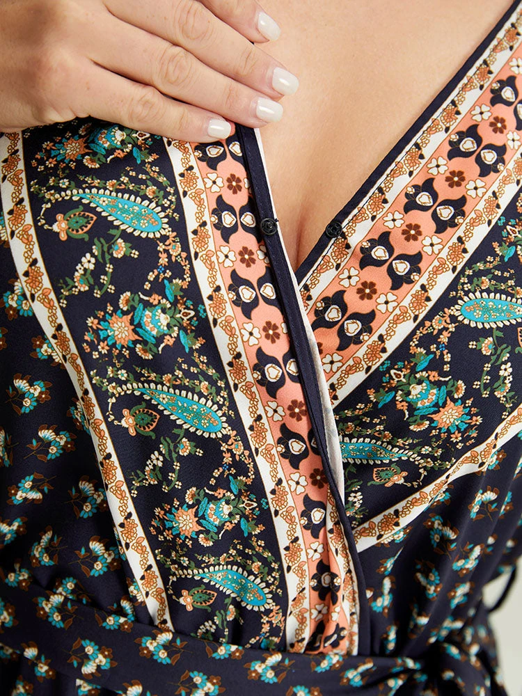 Bandana Print Wrap Ruffle Sleeve Pocket Belted Romper 10 Bandana Print Wrap Ruffle Sleeve Pocket Belted Romper - Image 8