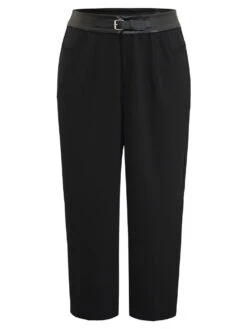 Static-Free PU Leather Buckle Detail Pants -Bloomchic Shop 17004188 ni