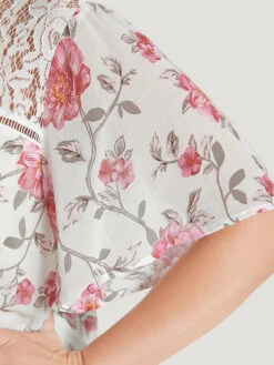 Floral Lace Ruffle Sleeve High Low Hem Blouse -Bloomchic Shop 172226984 uf 7f285fca bddc 4c81 a69e e4da78c3ea85