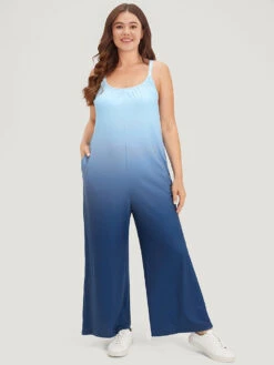 Ombre Scoop Neck Pocket Adjustable Straps Jumpsuit -Bloomchic Shop 173910401 fl