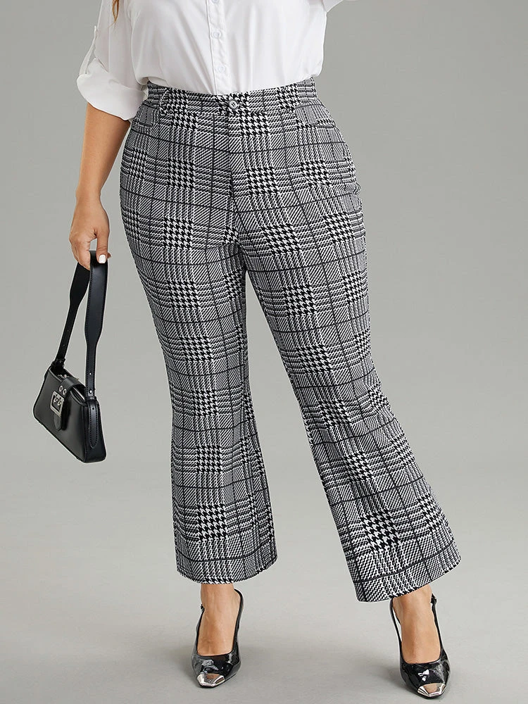 Houndstooth Pocket Flare Leg Zipper Fly Pants 3 Houndstooth Pocket Flare Leg Zipper Fly Pants
