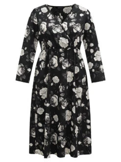 Floral Print Pocket Elastic Waist Wrap Dress -Bloomchic Shop 174787922 ct d5c53632 7fec 4d16 9920 b24fab278b5e