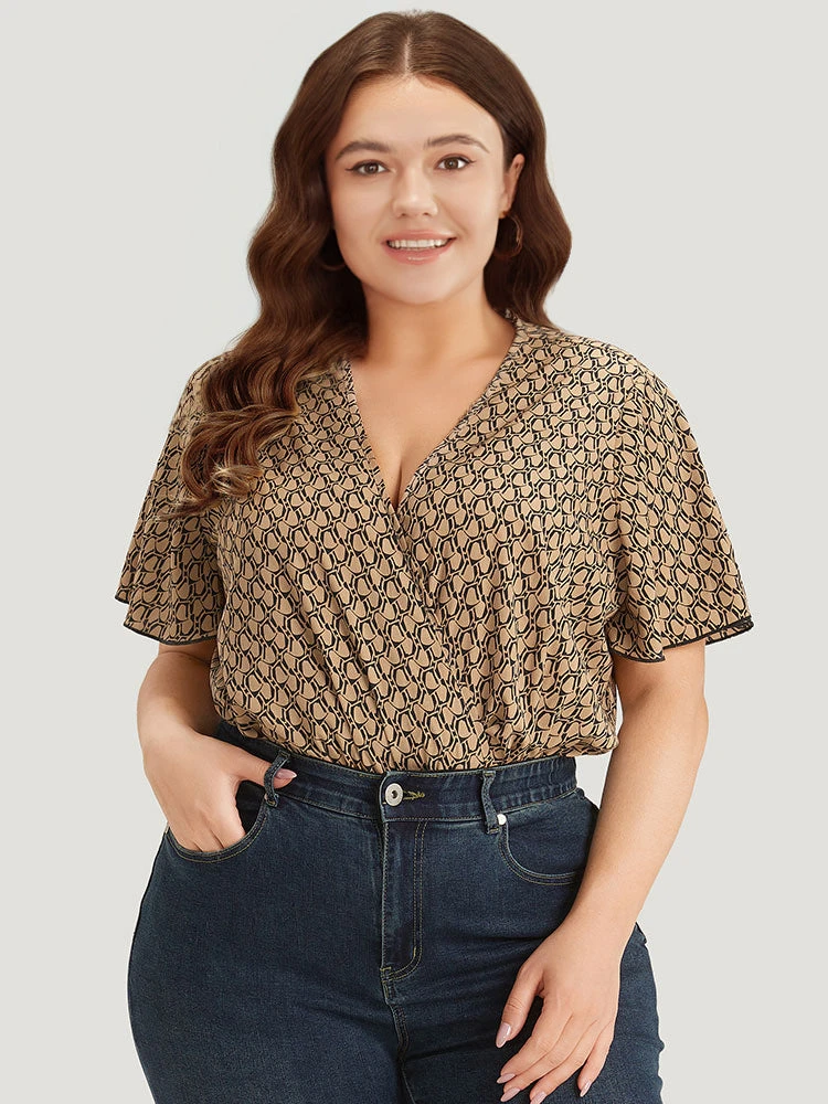 Graphic Print Surplice Neck Ruffle Sleeve Bodysuit 3 Graphic Print Surplice Neck Ruffle Sleeve Bodysuit