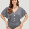Plain Button Detail Flutter Sleeve Bodysuit -Bloomchic Shop 177984080 xg