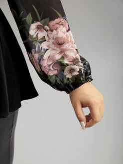 Floral Print Patchwork Elastic Waist Lantern Sleeve Blouse -Bloomchic Shop 178380279 yh ed817cb6 826e 46d7 91e9 55d4a02cb801