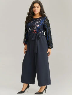 Halloween Floral Embroidered Belted Lantern Sleeve Jumpsuit -Bloomchic Shop 178975537 ii 9bfab1ba 1122 497b bf11 b0227798a278