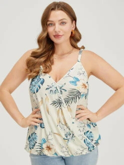 Floral Adjustable Straps Surplice Neck Cami Top -Bloomchic Shop 179214301 fr