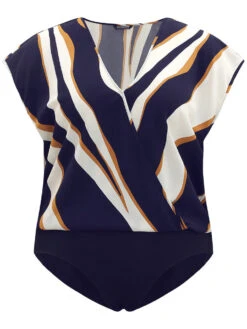 Water Ripple Surplice Neck Dolman Sleeve Bodysuit -Bloomchic Shop 179275941 ce