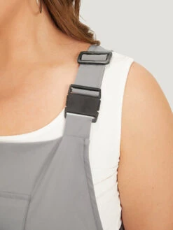 Solid Flap Pocket Drawstring Side Overall Jumpsuit -Bloomchic Shop 181114297 fu