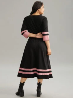 Colorblock Contrast Elastic Waist Pocket Belted Dress 10 Colorblock Contrast Elastic Waist Pocket Belted Dress -Bloomchic Shop 181873652 ad