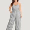 Striped Pocket Elastic Waist Cami Jumpsuits -Bloomchic Shop 182084964 pf