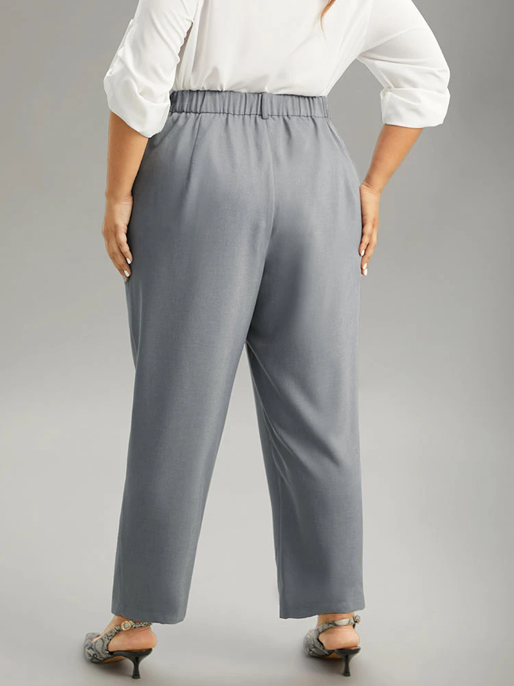 Plain Heather Texture Elastic Waist Pocket Pants 4 Plain Heather Texture Elastic Waist Pocket Pants - Image 2
