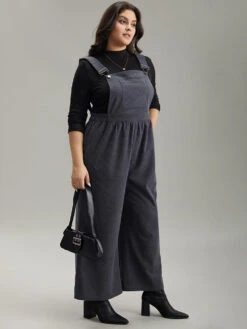 Corduroy Adjustable Straps Gathered Pocket Jumpsuit -Bloomchic Shop 186039562 ay