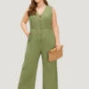 Plain Pocket Button Through Tank Jumpsuit -Bloomchic Shop 187718436 to