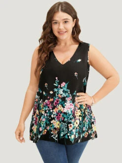 Floral Print V Neck Sleeveless Tank Top 10 Floral Print V Neck Sleeveless Tank Top -Bloomchic Shop 189060165 fa