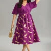Feather Glitter Elastic Waist Patchwork Wrap Belted Dress -Bloomchic Shop 189224720 ob