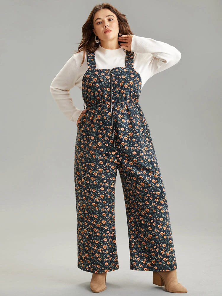 Ditsy Floral O Ring Zipper Corduroy Jumpsuit 4 Ditsy Floral O Ring Zipper Corduroy Jumpsuit - Image 2