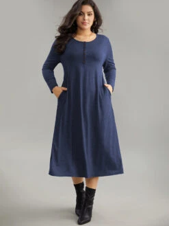 Solid Button Up Pocket Dress -Bloomchic Shop 190432320 nw c8643a72 c3a6 46b5 b007 ddfc5d3bea55