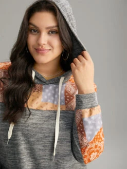 Boho Print Contrast Heather Hooded Sweatshirt 10 Boho Print Contrast Heather Hooded Sweatshirt -Bloomchic Shop 193910765 pm