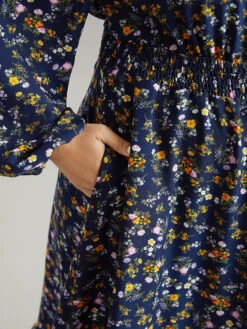 Ditsy Floral Notched Shirred Pocket Elastic Waist Dress -Bloomchic Shop 195922286 xf 3e05d8df 5768 4866 a75a bcfba6ef3ddd