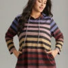 Colour Striped Ombre Hooded Drawstring T-shirt -Bloomchic Shop 19620069 yl
