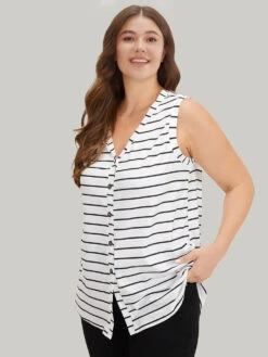 Striped Print Button Through Tank Top -Bloomchic Shop 196298416 bv 037a51e4 b151 4e08 a067 7bcbb66779d6