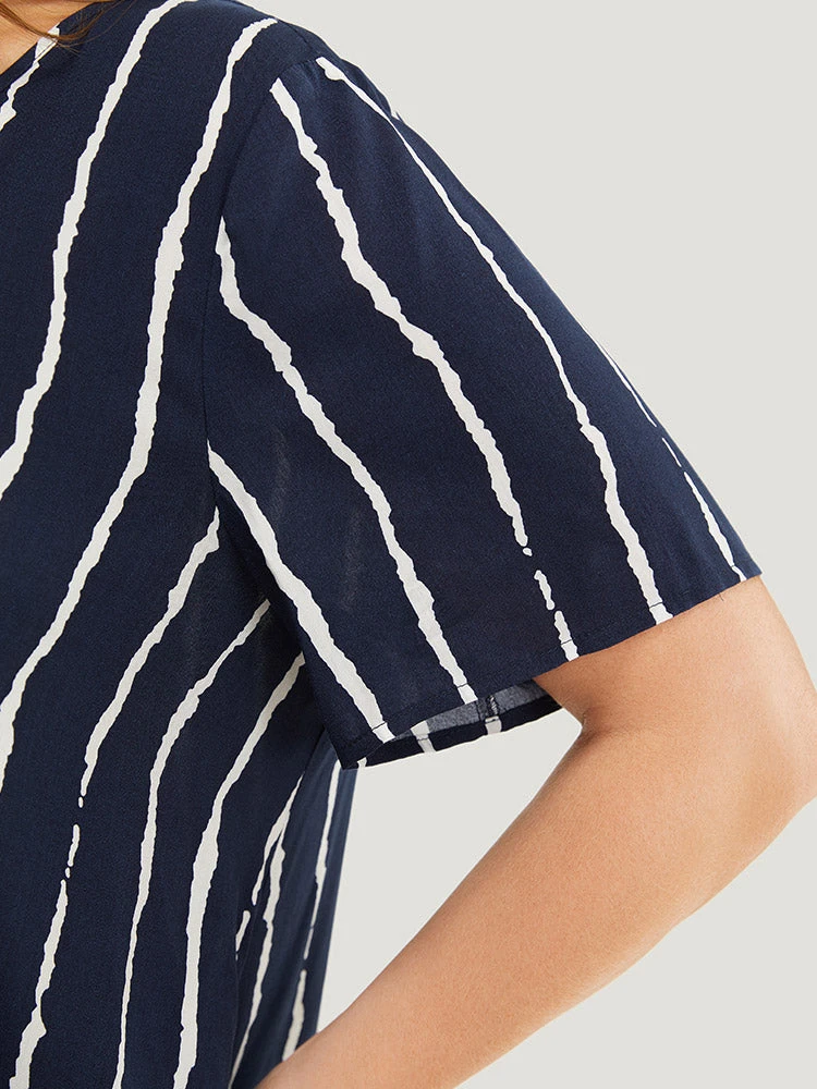 Striped Patchwork Hanky Hem Blouse 11 Striped Patchwork Hanky Hem Blouse - Image 9