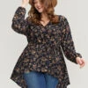 Floral Wrap Lantern Sleeve High Low Hem Blouse Without Hat -Bloomchic Shop 1 4ce63ac4 8ddd 49e1 811a 45dacb9ddc42