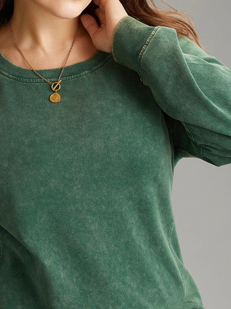 Solid Vintage Round Neck Sweatshirt 7 Solid Vintage Round Neck Sweatshirt - Image 5