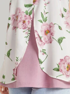 Floral Split Front Button Detail 2-In-1 Tank Top -Bloomchic Shop 207405631 yh