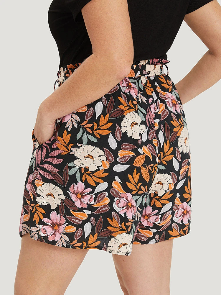 Tropical Print Paperbag Waist Pocket Belt Shorts 11 Tropical Print Paperbag Waist Pocket Belt Shorts - Image 9