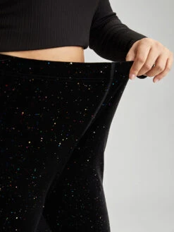 Velvet Rhinestone High Rise Skinny Leggings -Bloomchic Shop 208599925 xh