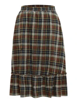 Plaid Pocket Ruffle Layered Hem Skirt 17 Plaid Pocket Ruffle Layered Hem Skirt -Bloomchic Shop 21007115 pp