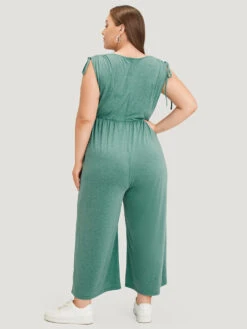 Plain Patched Pocket Zipper Drawstring Shoulder Jumpsuit -Bloomchic Shop 212716065 xm