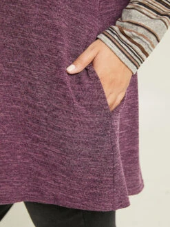 Striped Patchwork Pocket Raglan Sleeve T-shirt -Bloomchic Shop 213002594 tw